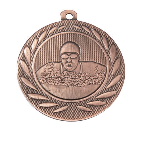 Svømmemedalje med motiv i bronze