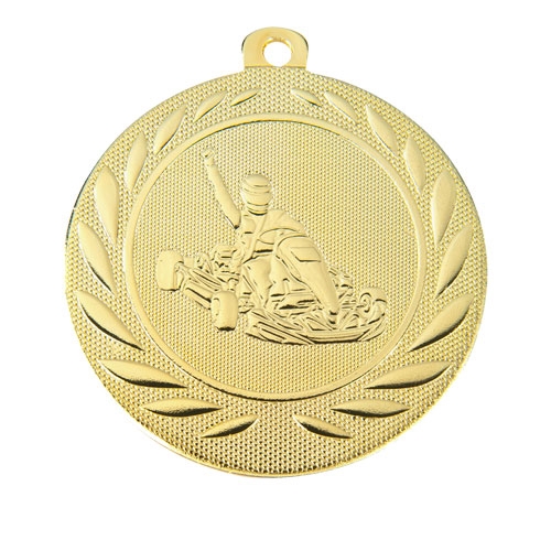 Medalje med gokart motiv i guld