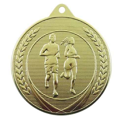 Løbemedalje 50mm guld