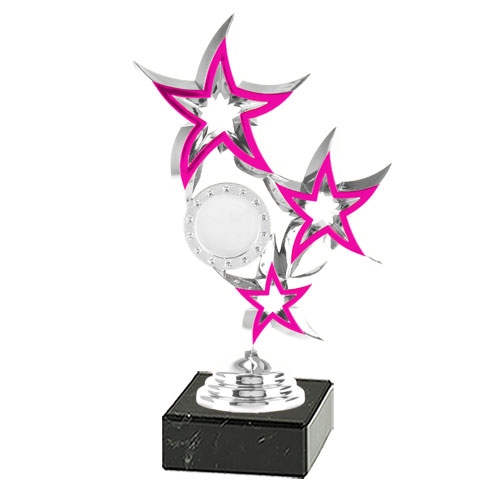 Statuette sølv/pink stjerner