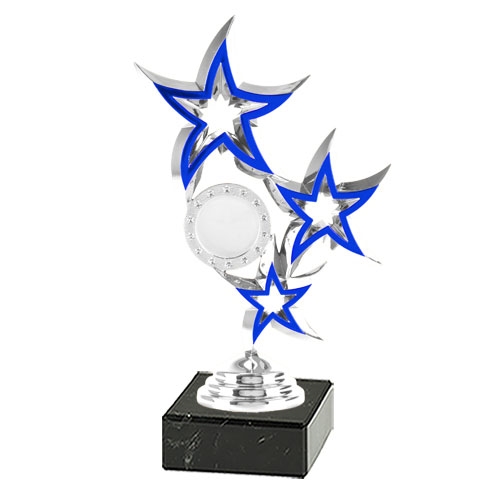 Statuette sølv/blå stjerner