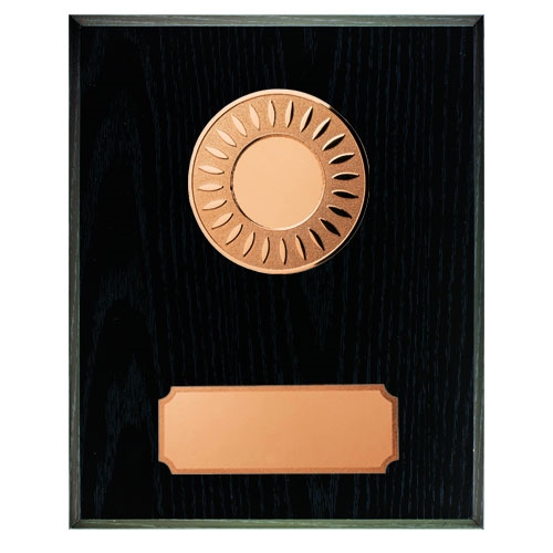 Træplakette sort/bronze