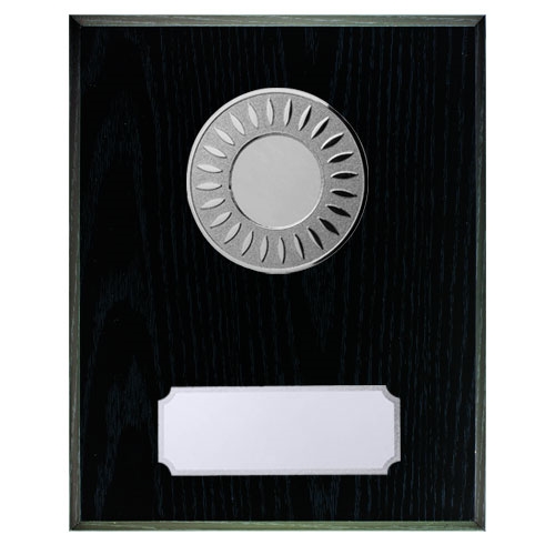 Træplakette sort/sølv