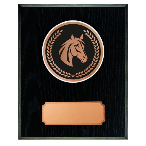 Træplakette sort med hest 175mm