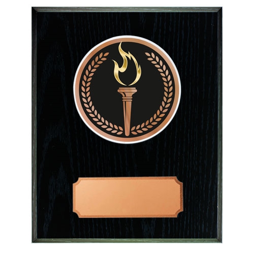 Træplakette med disc - fakkel