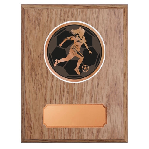 Træplakette lys med fodbold dame