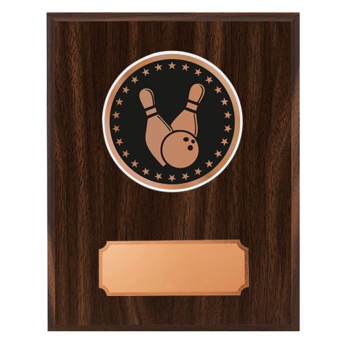 Træplakette mahogni med bowling