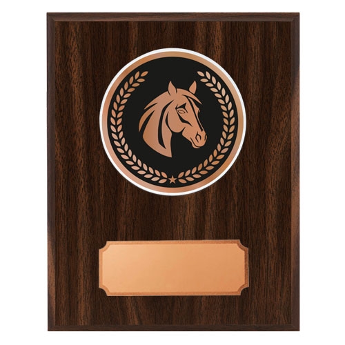 Træplakette mahogni med hest