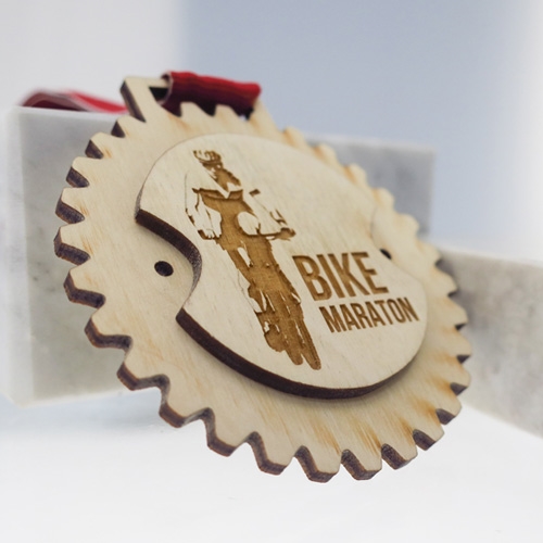 Træmedaljer 50mm bike 3D